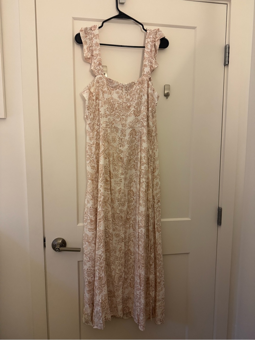Loft Floral Ruffle Strap Maxi Dress in Beige